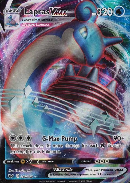 2020 Pokemon Sword & Shield Full Art/Lapras Vmax #050 TCG Card