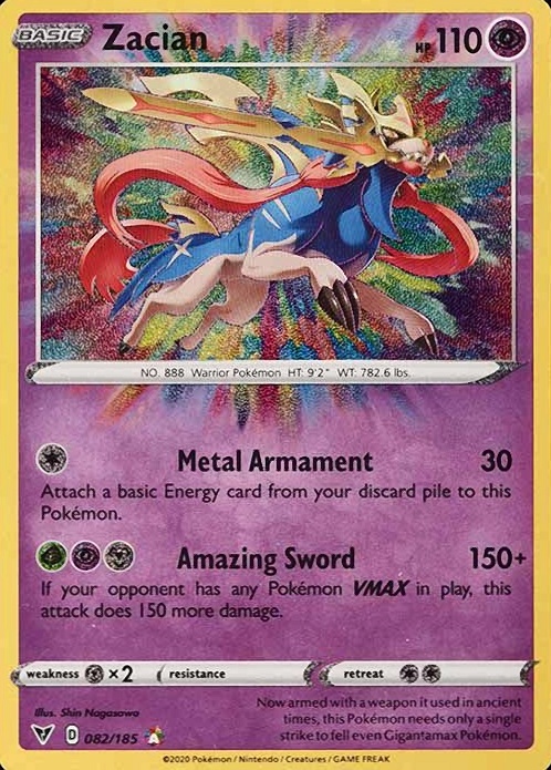 2020 Pokemon Sword & Shield Vivid Voltage Zacian #082 TCG Card