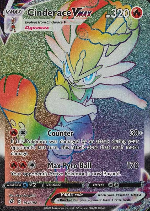 2020 Pokemon Sword & Shield Rebel Clash Full Art/Cinderace Vmax #194 TCG Card