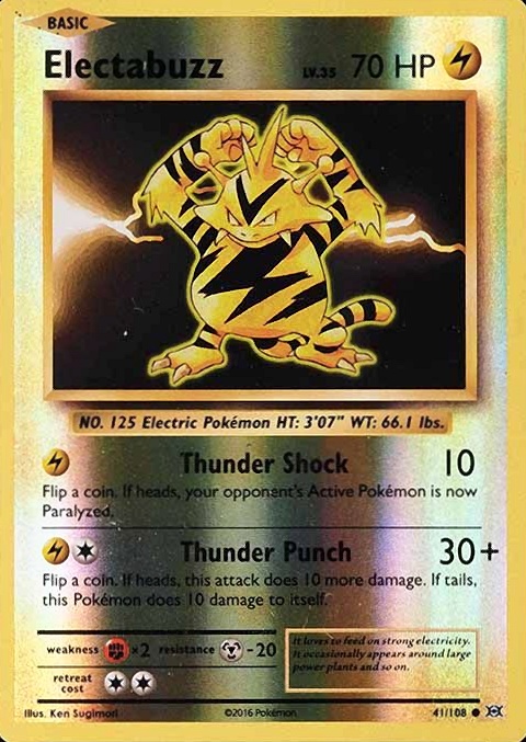 2016 Pokemon XY Evolutions Electabuzz-Reverse Foil #41 TCG Card