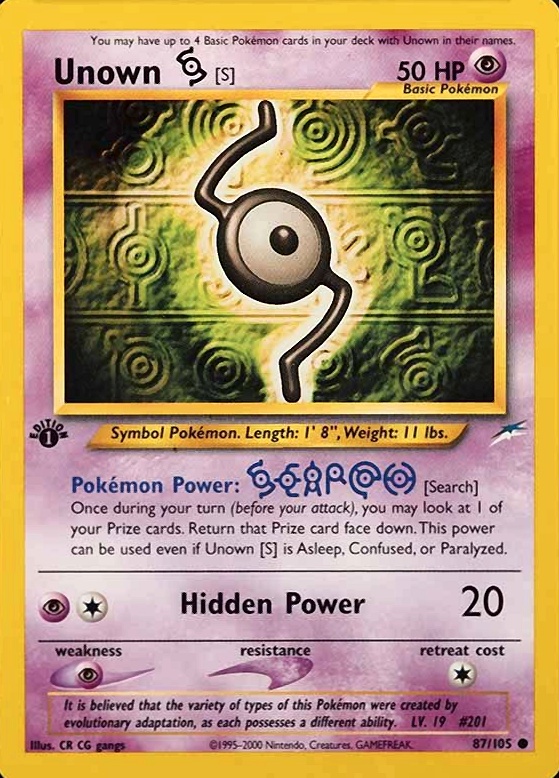 2002 Pokemon Neo Destiny  Unown S #87 TCG Card