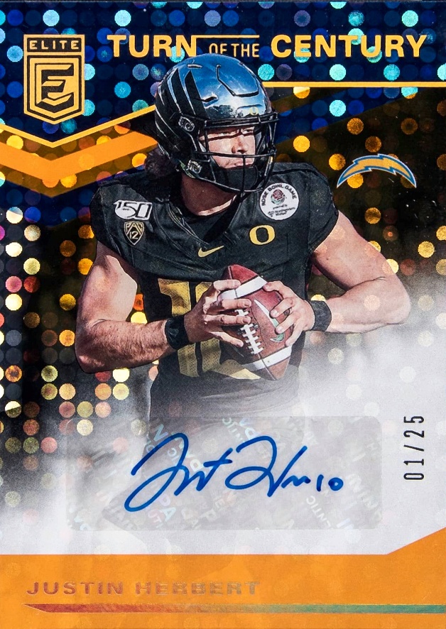 2020 Panini Donruss Elite Turn of the Century Autographs Justin Herbert #TCJH Football Card