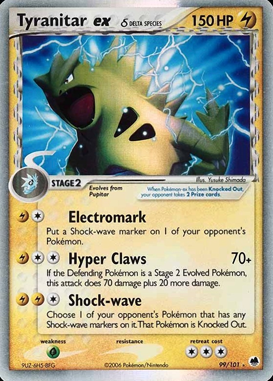 2006 Pokemon EX Dragon Frontiers Tyranitar EX-Holo #99 TCG Card