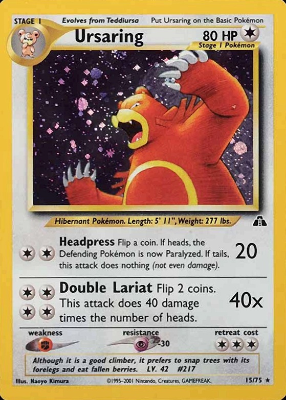 2001 Pokemon Neo Discovery Ursaring-Holo #15 TCG Card