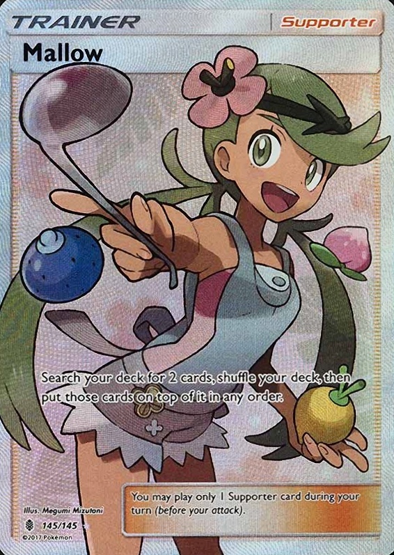 2017 Pokemon Sun & Moon Guardians Rising Full Art/Mallow #145 TCG Card