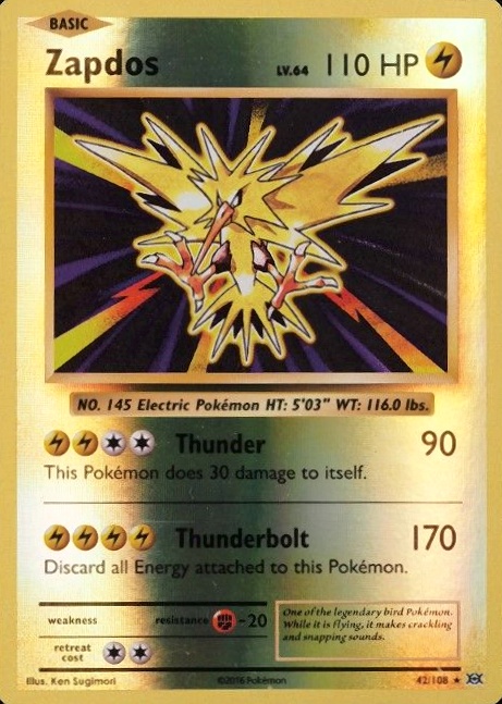 2016 Pokemon XY Evolutions Zapdos-Reverse Foil #42 TCG Card