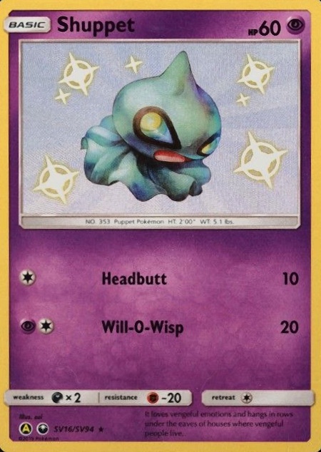 2019 Pokemon Sun & Moon Hidden Fates Shuppet-Holo #SV16 TCG Card