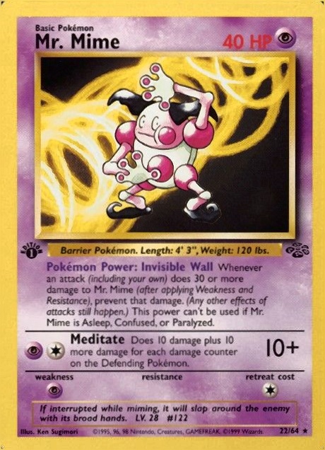 1999 Pokemon Jungle Mr. Mime #22 TCG Card