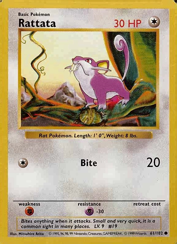 1999 Pokemon Game Rattata #61 TCG Card