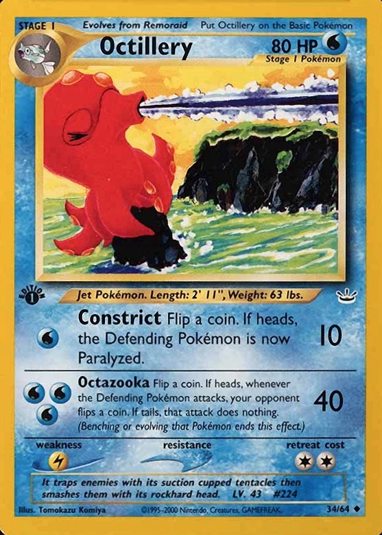 2001 Pokemon Neo Revelation 1st Edition Octillery #34 TCG Card