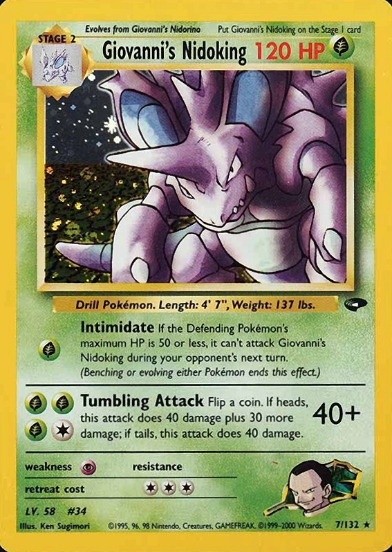 2000 Pokemon Gym Challenge Giovanni's Nidoking #7 TCG Card