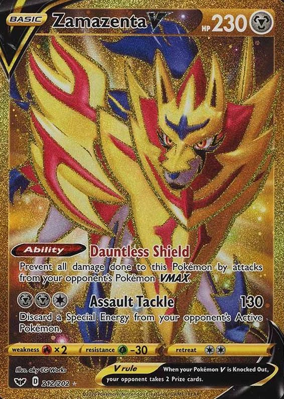 2020 Pokemon Sword & Shield Full Art/Zamazenta V #212 TCG Card