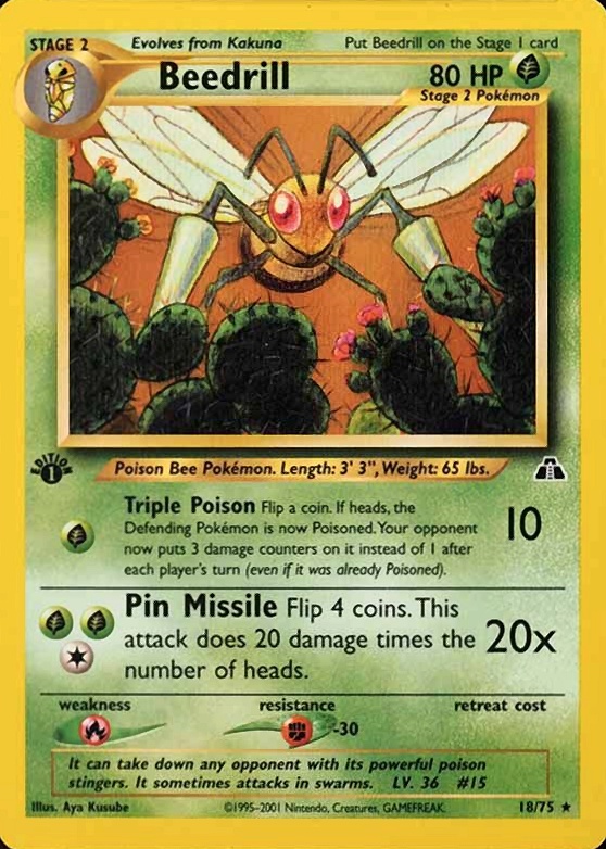 2001 Pokemon Neo Discovery Beedrill #18 TCG Card