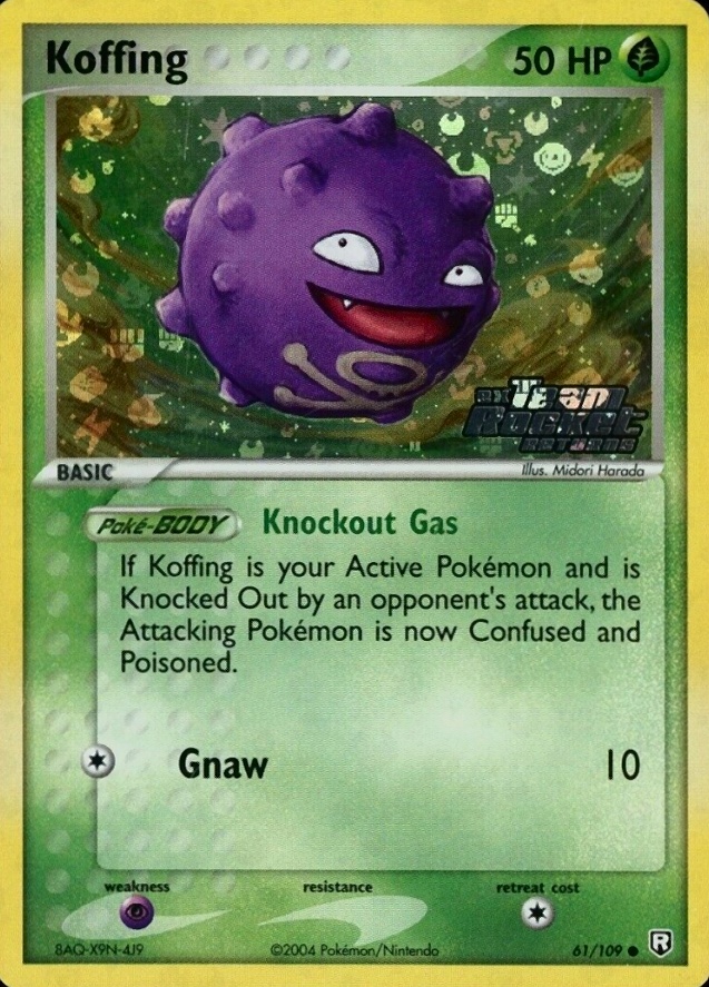 2004 Pokemon EX Team Rocket Returns Koffing-Reverse Foil #61 TCG Card