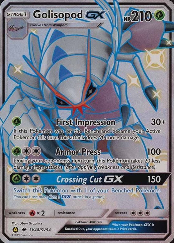 2019 Pokemon Sun & Moon Hidden Fates Full Art/Golisopod GX #SV48 TCG Card