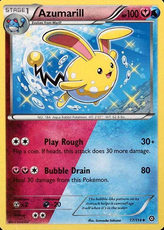 2016 Pokemon XY Steam Siege Azumarill #77 TCG Card