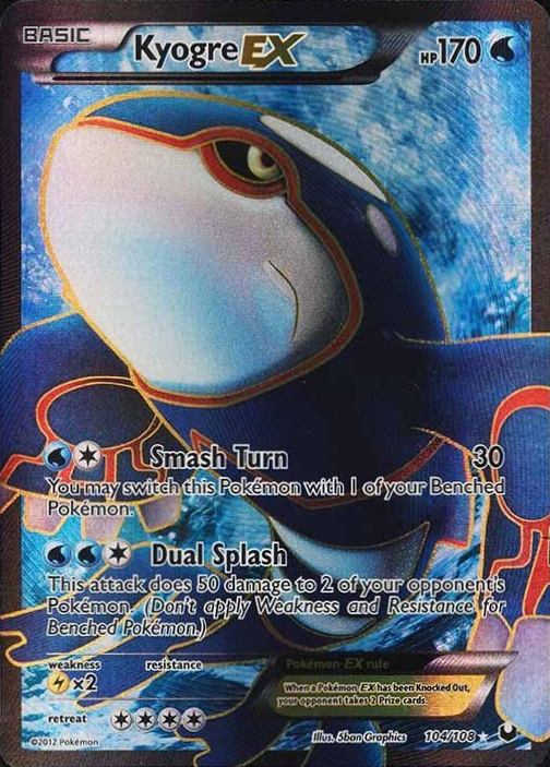 2012 2012 Pokemon Black & White Dark Explorers Full Art/Kyogre EX #104 TCG Card