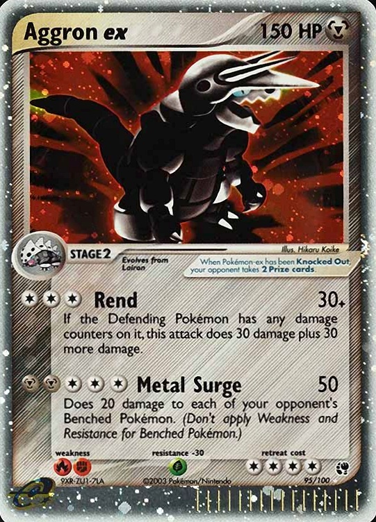 2003 Pokemon EX Sandstorm Aggron EX-Holo #95 TCG Card