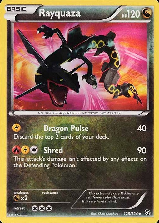 2012 Pokemon Black & White Dragons Exalted Rayquaza-Holo #128 TCG Card