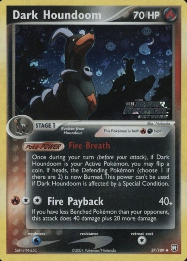 2004 Pokemon EX Team Rocket Returns Dark Houndoom-Reverse Foil #37 TCG Card