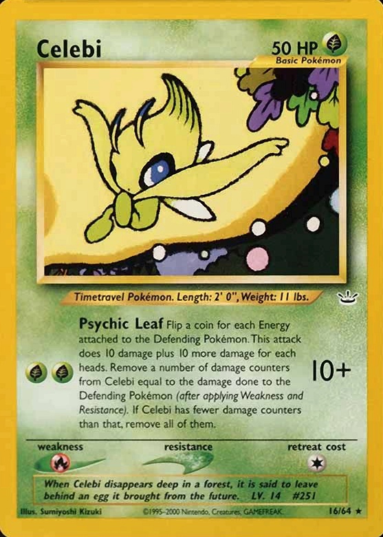 2001 Pokemon Neo Revelation Celebi #16 TCG Card