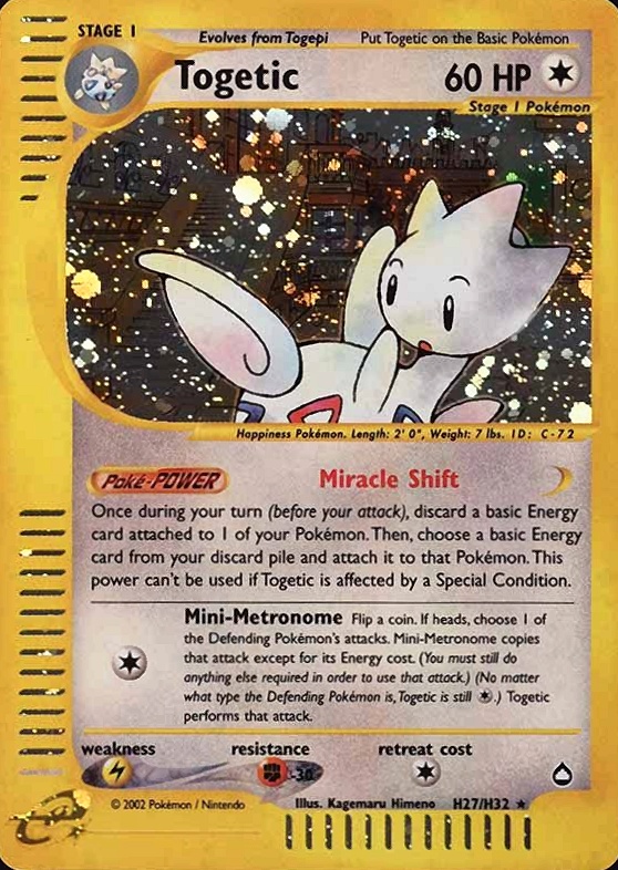 2003 Pokemon Aquapolis Togetic-Holo #H27 TCG Card