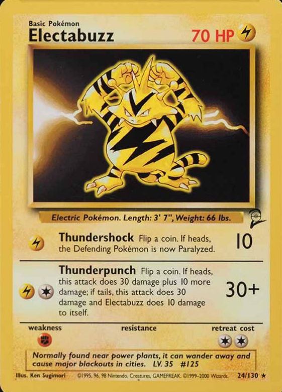 2000 Pokemon Game Base II  Electabuzz #24 TCG Card