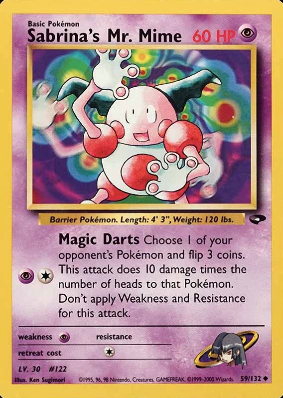 2000 Pokemon Gym Challenge Sabrina's Mr. Mime #59 TCG Card