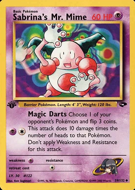 2000 Pokemon Gym Challenge Sabrina's Mr. Mime #59 TCG Card