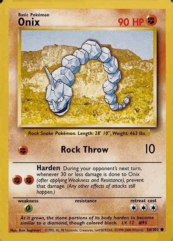 1999 Pokemon Game Onix #56 TCG Card