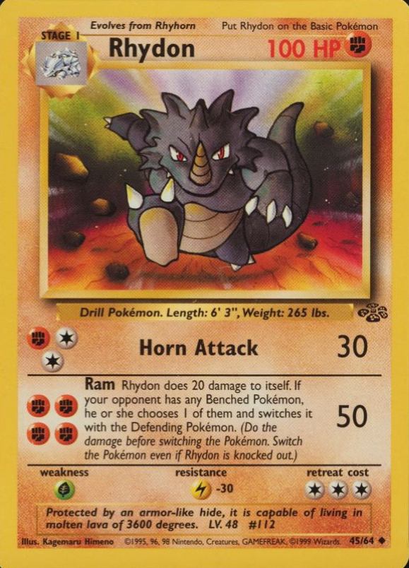 1999 Pokemon Jungle Rhydon #45 TCG Card