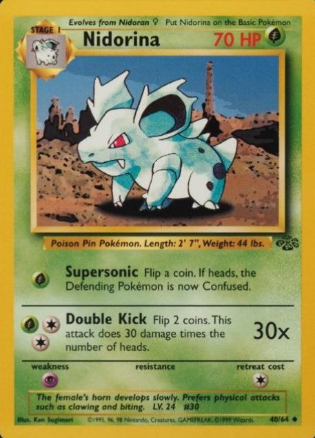 1999 Pokemon Jungle Nidorina #40 TCG Card