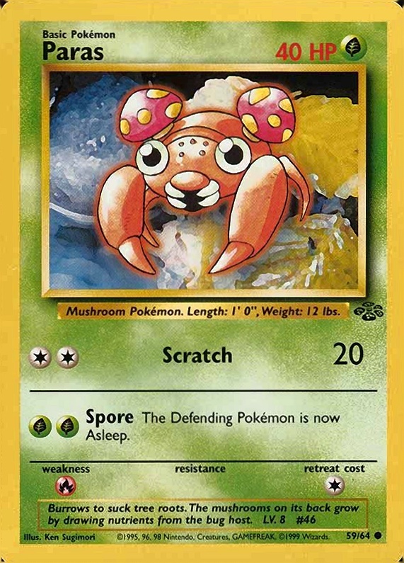 1999 Pokemon Jungle Paras #59 TCG Card