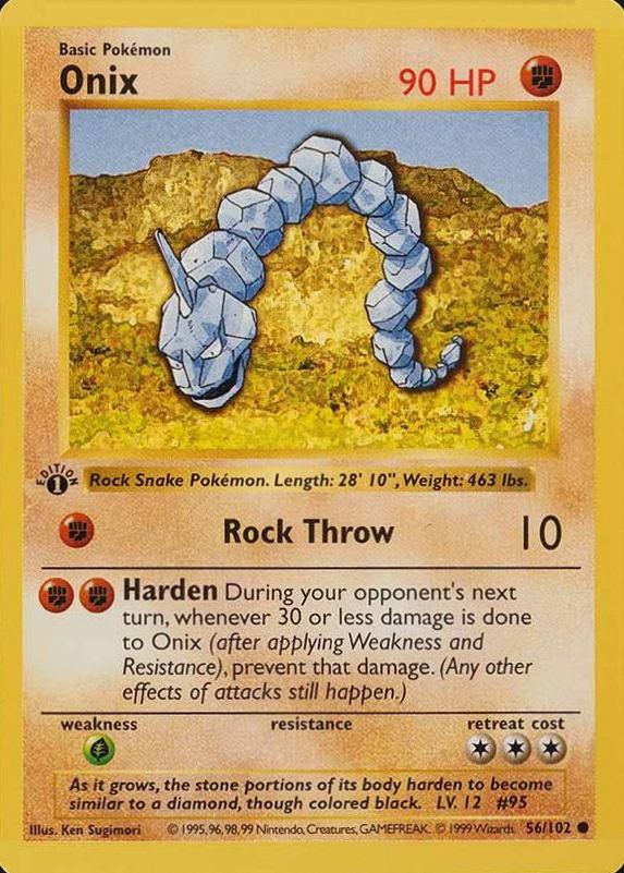 1999 Pokemon Game Onix #56 TCG Card