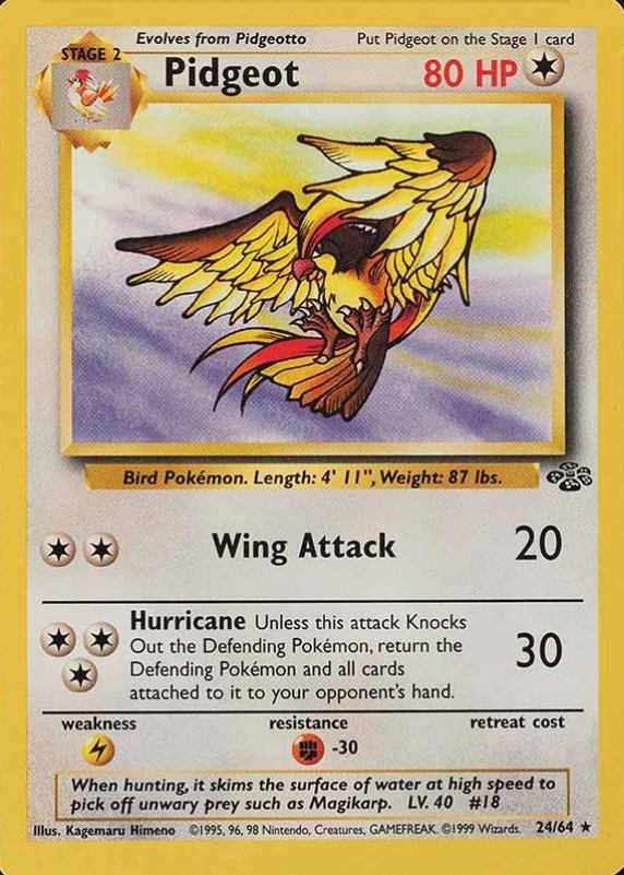 1999 Pokemon Jungle Pidgeot #24 TCG Card