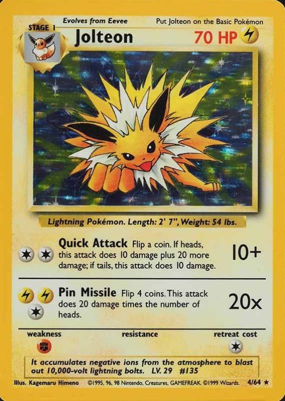 1999 Pokemon Jungle Jolteon-Holo #4 TCG Card