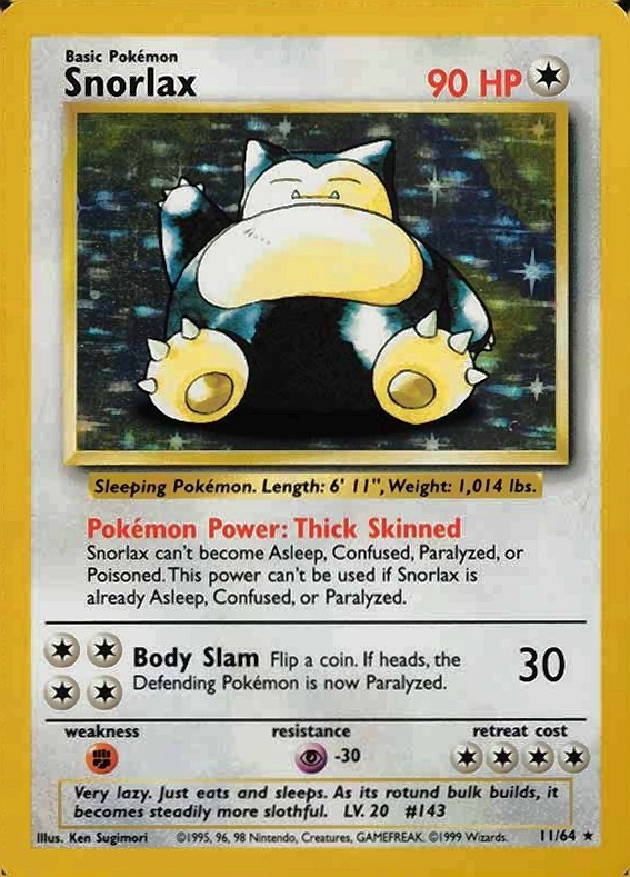 1999 Pokemon Jungle Snorlax-Holo #11 TCG Card