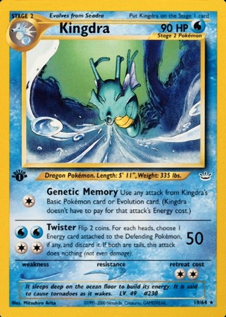 2001 Pokemon Neo Revelation 1st Edition Kingdra #19 TCG Card