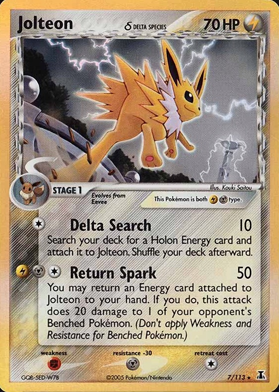 2005 Pokemon EX Delta Species Jolteon-Holo #7 TCG Card