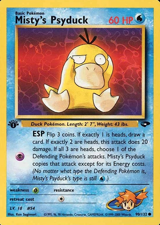 2000 Pokemon Gym Challenge Misty's Psyduck #90 TCG Card