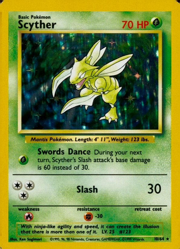 1999 Pokemon Jungle Scyther-Holo #10 TCG Card