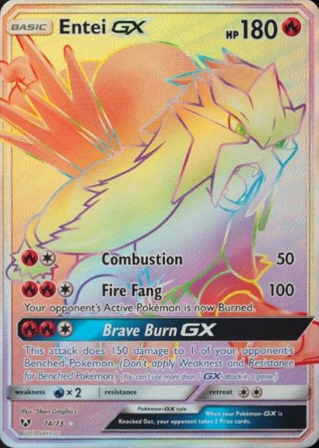 2017 Pokemon Sun & Moon Shining Legends Full Art/Entei GX #74 TCG Card