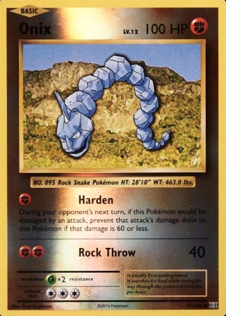 2016 Pokemon XY Evolutions Onix-Reverse Foil #61 TCG Card