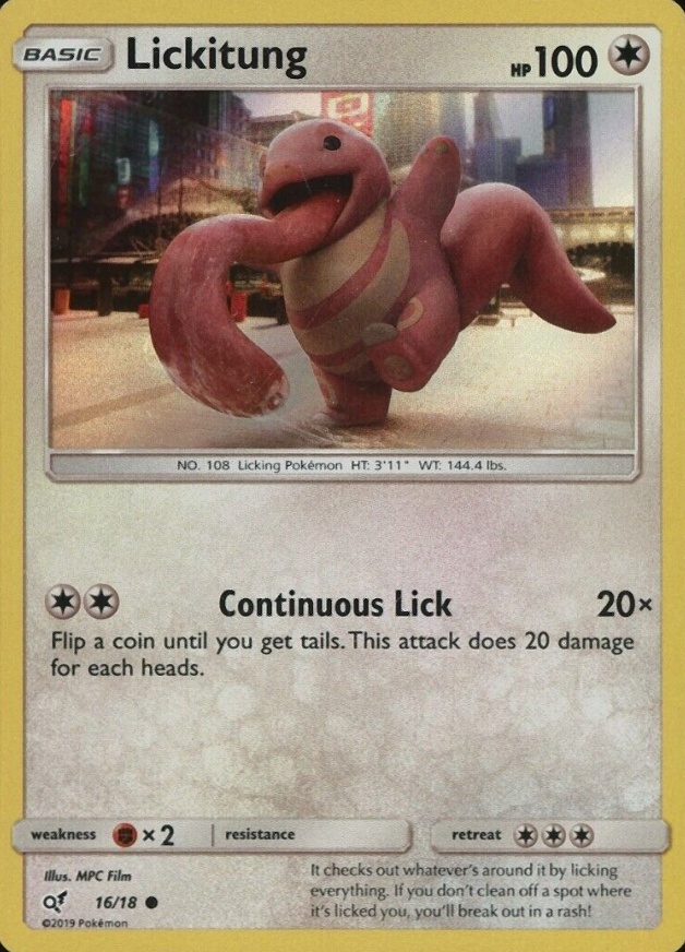 2019 Pokemon Sun & Moon Detective Pikachu  Lickitung-Holo #16 TCG Card