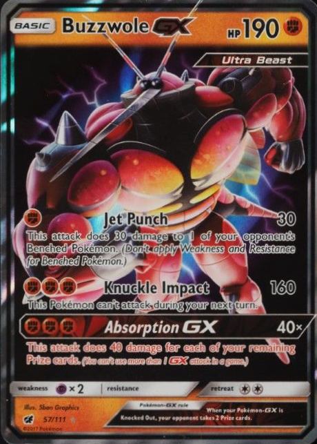 2017 Pokemon Sun & Moon Crimson Invasion Buzzwole GX #57 TCG Card