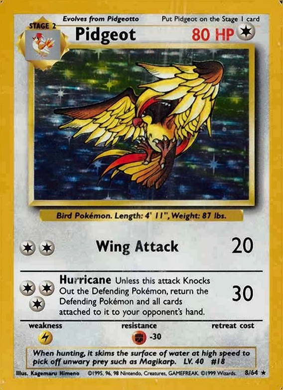 1999 Pokemon Jungle Pidgeot-Holo #8 TCG Card