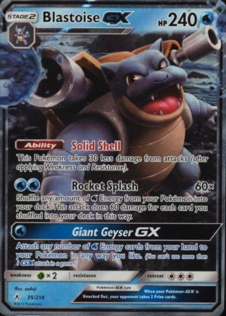 2019 Pokemon Sun & Moon Unbroken Bonds Blastoise GX #35 TCG Card