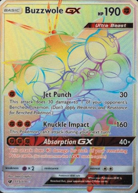 2017 Pokemon Sun & Moon Crimson Invasion Full Art/Buzzwole GX #115 TCG Card