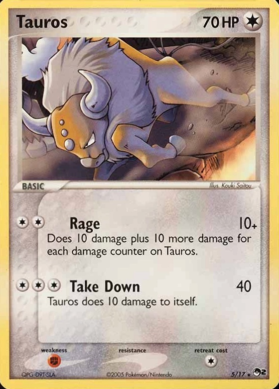 2005 Pokemon Pop Series 2 Tauros #5 TCG Card