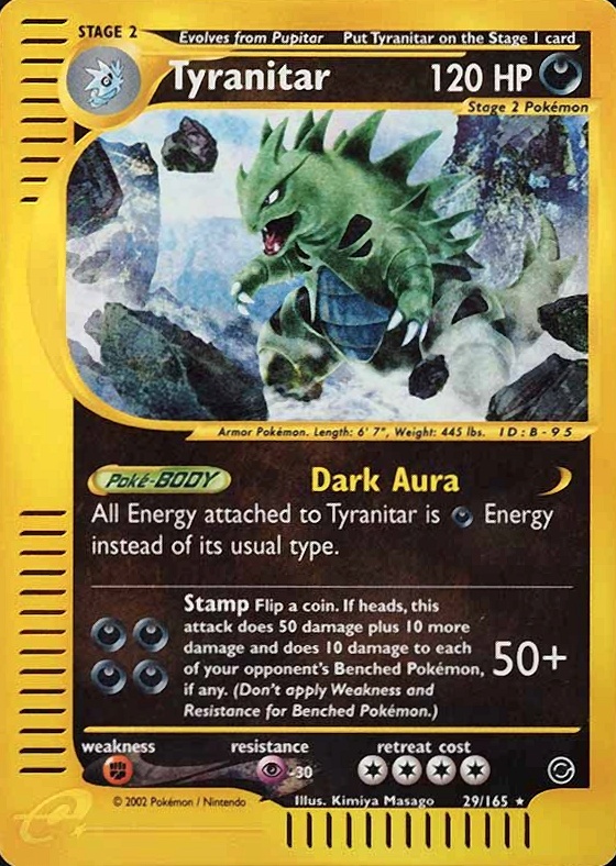 2002 Pokemon Expedition Tyranitar-Reverse Foil #29 TCG Card